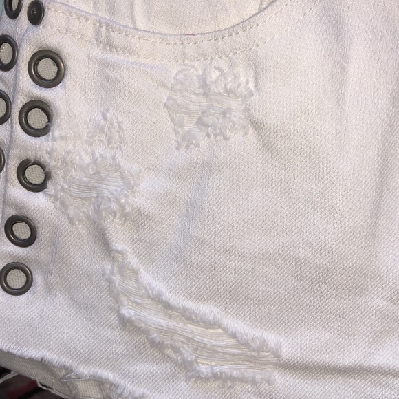 Dolls Kill Distressed Eyelit Cutoff Denim Short - Picture 11 of 14